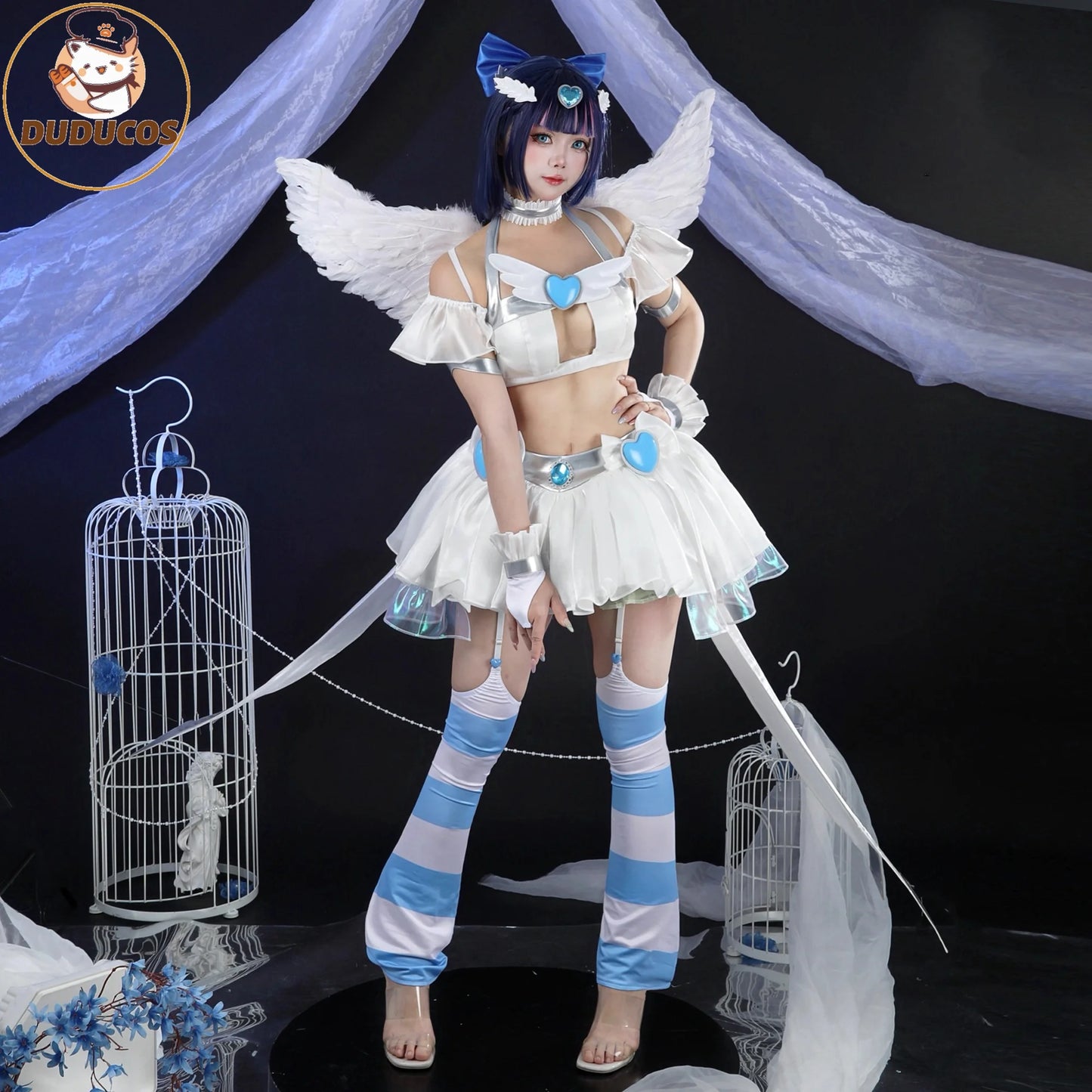 DUDU-SR Cosplay Angell Pantyy Anarchyy Cosplay Costume Dress with Wings Full Set Halloween Costumes