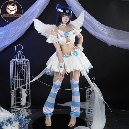 DUDU-SR Cosplay Angell Pantyy Anarchyy Cosplay Costume Dress with Wings Full Set Halloween Costumes