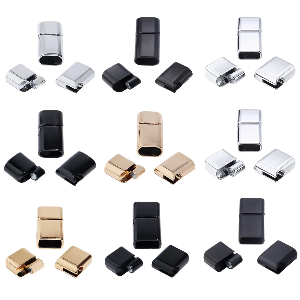 5Pcs Alloy Magnetic Clasps Round Square Corners Leather Cord End Clasp Connectors For DIY Jewelry Making Bracelet Accessories
