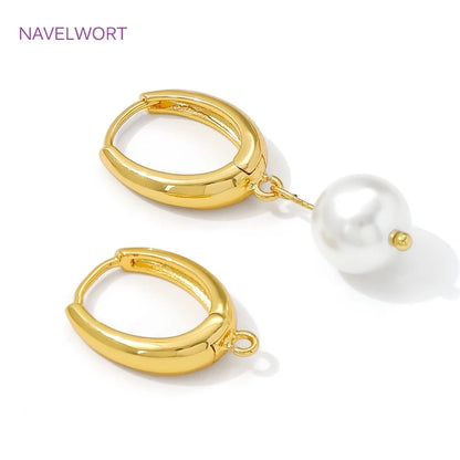 18K Gold Plated Brass Earwires Fasteners,Oval Earring Fixtures,Earring Hook,Accessories For Earrings,DIY Jewelry Making Findings