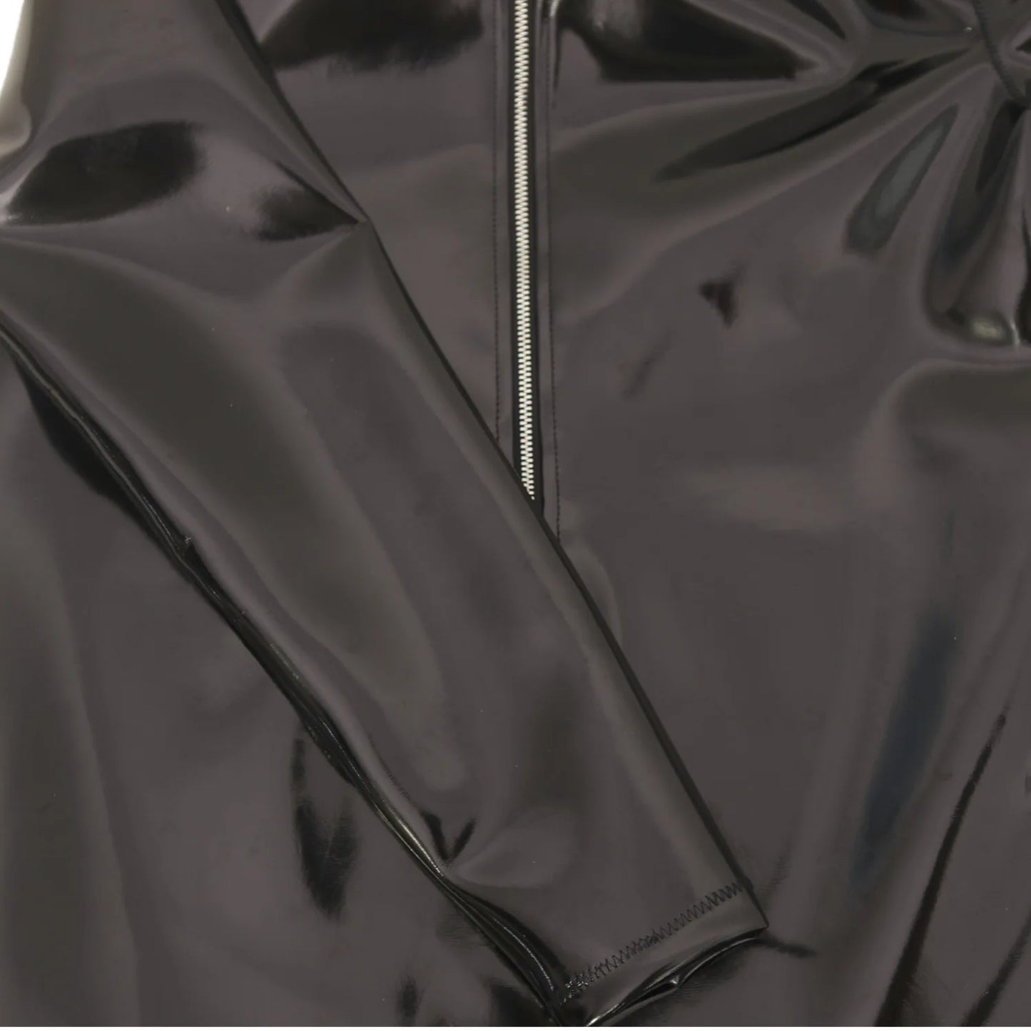 Sexy Men PVC Glossy Shiny Long Sleeve T-shirt Double Sided PU Club Dance Top Smooth Elastic Stage Wear Elastic Slim Tights