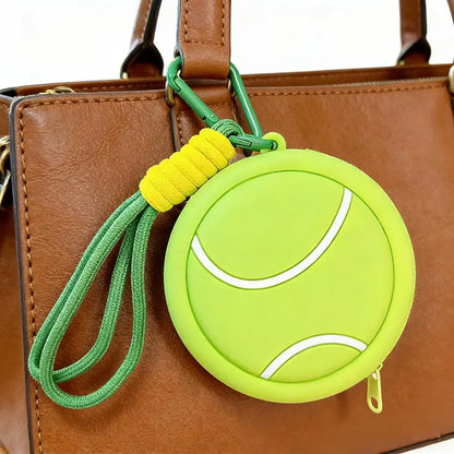 Silicone Sports Ball Coin Purse Basketball Football Tennis Baseball Shape Mini Pouch With Keychain Earbud Holder For Boys Girls