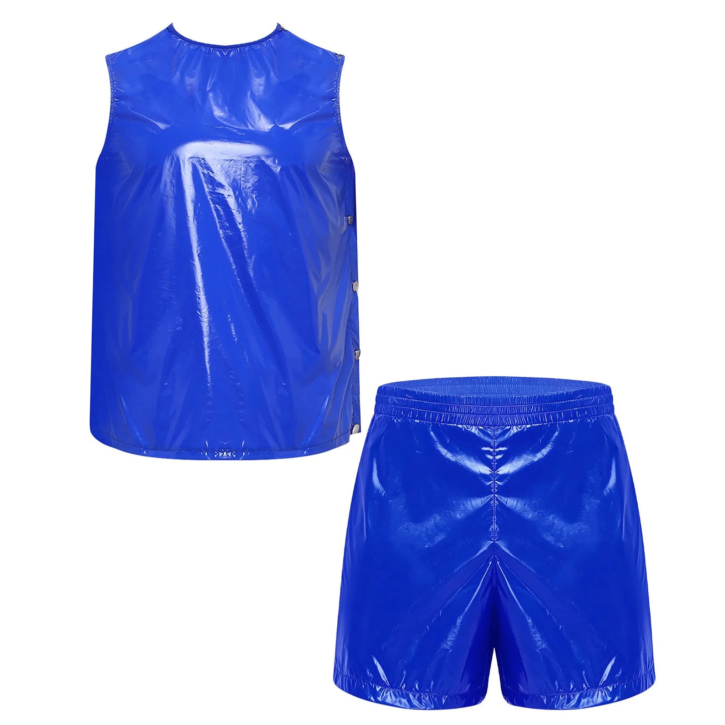 Mens Waterproof Sweat Tracksuit Tank Tops And Sides Buttons Boxer Shorts Two Pieces Outfit Special Needs Adaptive Clothing