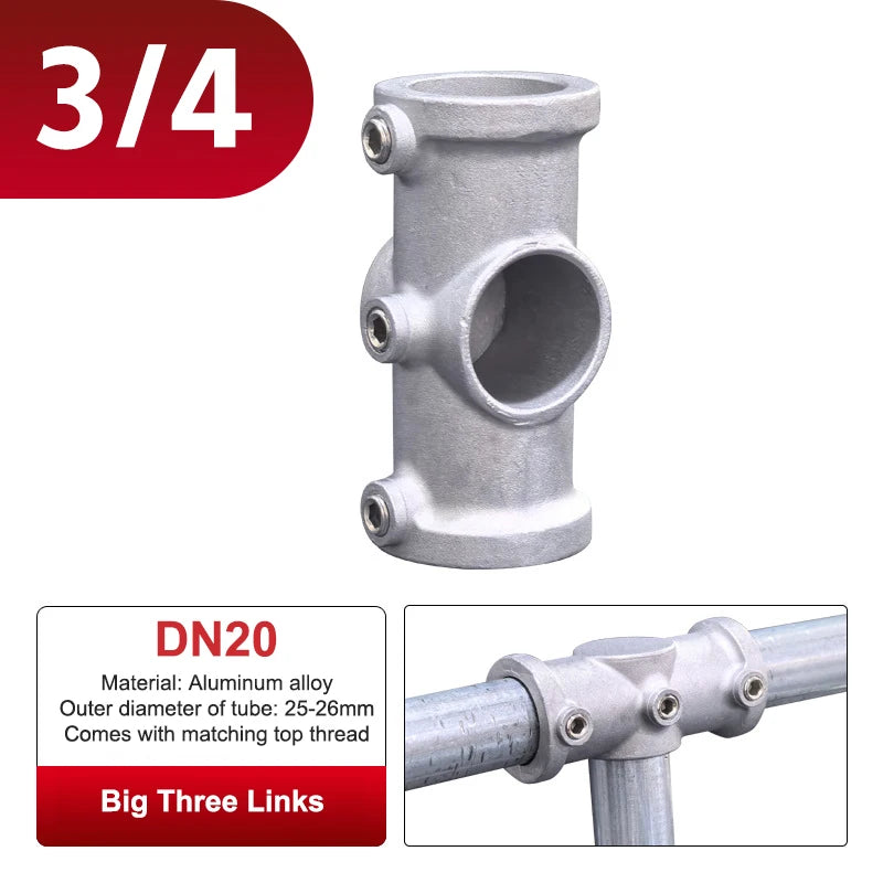 Aluminum Alloy Connector Elbow Tee Base Flat Three-dimensional Fitting Connection Fastener 20/25mm Steel Tube Shelf Parts