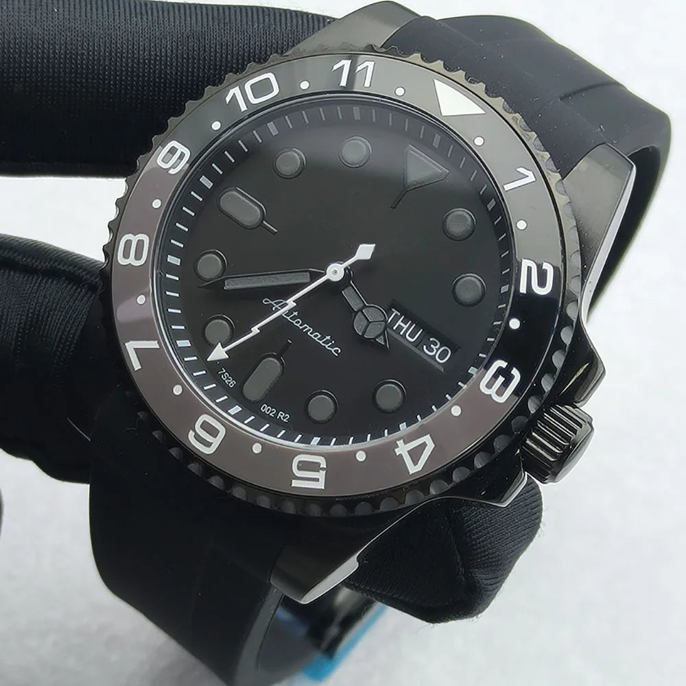 40MM NH36 Watch Black Men's Stainless Steel Mechanical Watch S Logo Sapphire Glass Modified Watch NH36 Movement