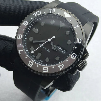 40MM NH36 Watch Black Men's Stainless Steel Mechanical Watch S Logo Sapphire Glass Modified Watch NH36 Movement