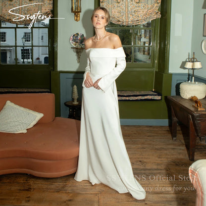 SSYTENS Elegant Off Shoulder Mermaid Wedding Dresses for Wedding Party Shoot Bride Dresses Customized Long Sleeve Bridal Gowns