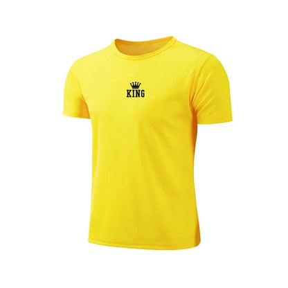 King Printing Men T-shirt Casual Exercise Tops Outdoor Jogging Cycling Clothing Summer Quick-Drying Mesh Tees Running Sportswear