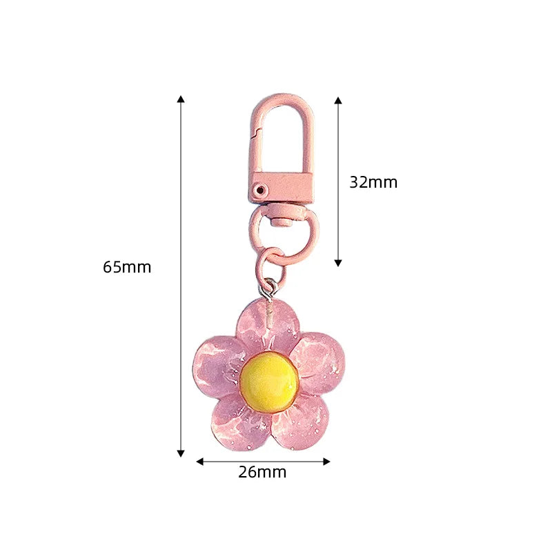 Cute Flower Keychains for Women Clear Resin Keychain Lobster Clasp Bag Purse Charms Backpack Decorations Jewelry DIY Accessories