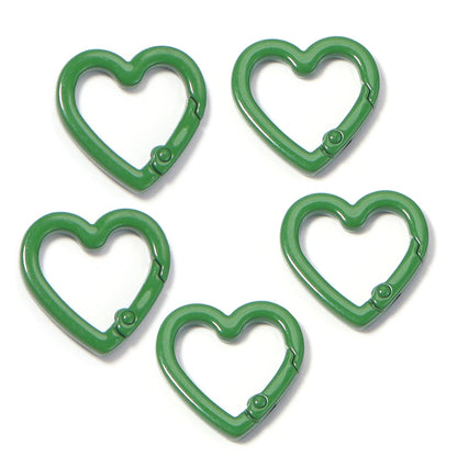 5pcs Alloy Heart Spring Clasps Snap Hooks Carabiner Keychain Clips Dolls/Label Connector For Jewelry Making DIY Accessories