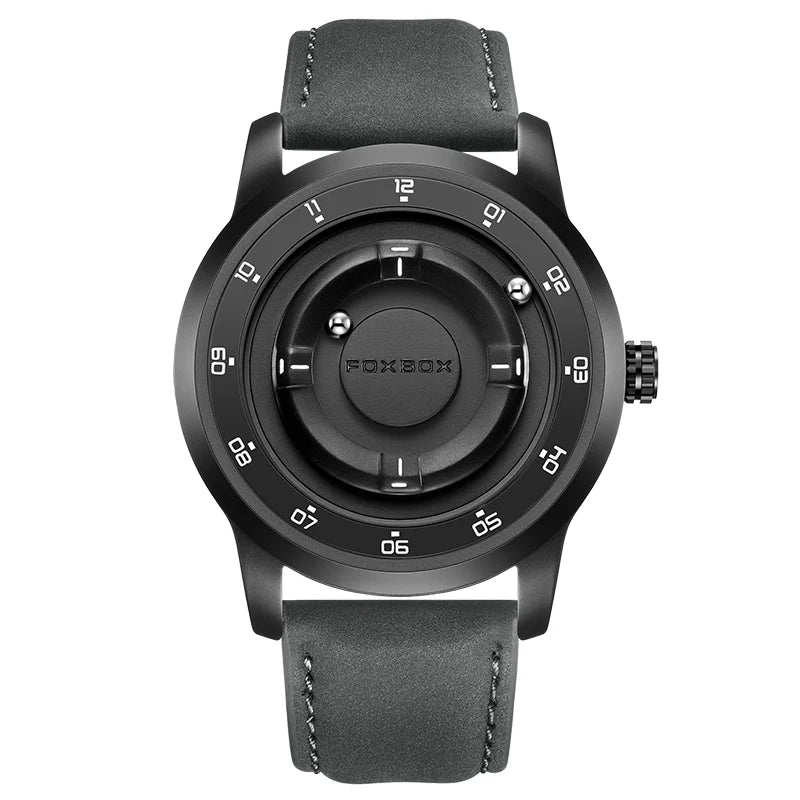 LIGE FOXBOX Fashion Man Magnetic Watch Unique Dial Business Stainless Casual Srolling Bead Waterproof Quartz Men's Watches Gifts