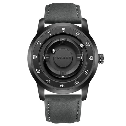 LIGE FOXBOX Fashion Man Magnetic Watch Unique Dial Business Stainless Casual Srolling Bead Waterproof Quartz Men's Watches Gifts