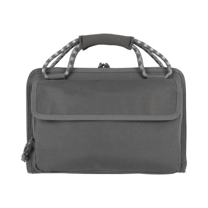 Rollins Double Handgun Case for outdoor shooting and transport, durable nylon fabric, gray color, water-resistant with padded i