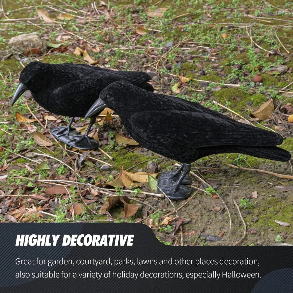 Crow Decoy 2-Pack: Plastic Fake Crows for Garden Yard Backyard Decoration