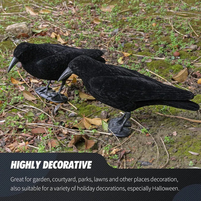 Crow Decoy 2-Pack: Plastic Fake Crows for Garden Yard Backyard Decoration