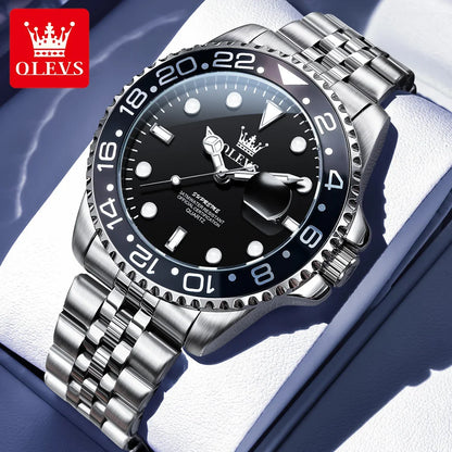 OLEVS 5657 Original Brand Men's Watch Business Dress Wristwatch  Waterproof Calendar Moon phase Quartz Watch Men