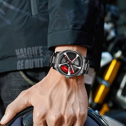 LIGE Unique Creative Quartz Man Watch Steel Band Casual Sports Waterproof Luminous Rotating Wheel Dial Watches for Men Gifts Box