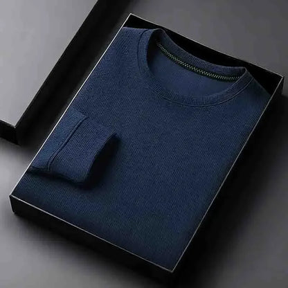 Men's Casual Crew Neck Knitwear Lightweight Long Sleeve Solid Color Pullover for All Seasons