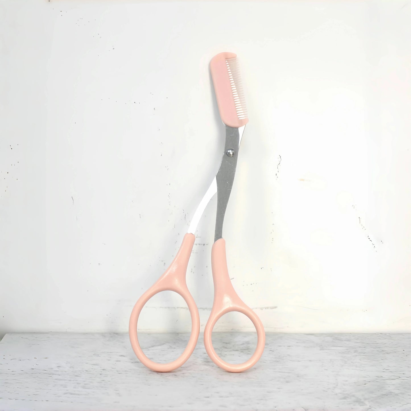 Pink Eyebrow Trimming Scissors with Built-in Comb - Stainless Steel, Precise Grooming Tool, Creating Perfect Eyebrows