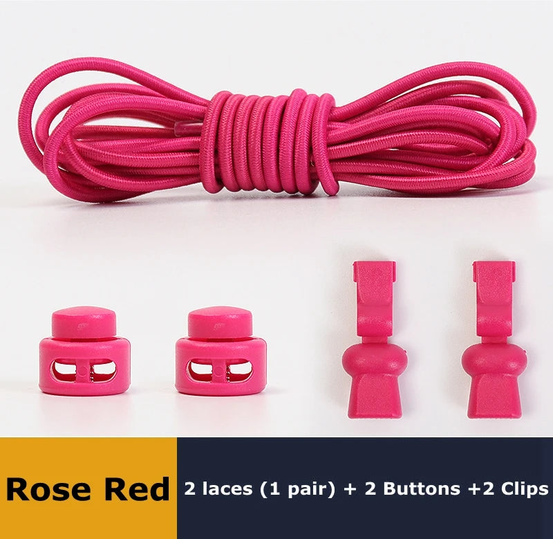 No tie shoelaces Round Elastic Shoelace Plastic snap lock Suitable for all shoes Adult children walking sports Lazy laces 1 pair