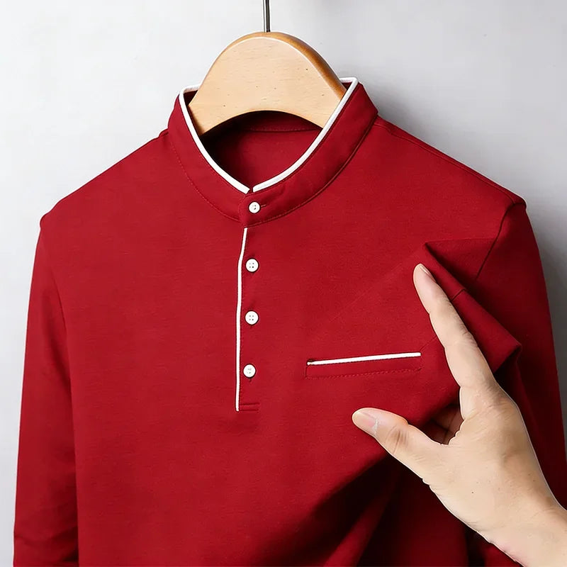 Men's Mandarin Collar Long Sleeve Shirt Regular Fit Casual Soft Breathable Fashion Trendy Daily Business Casual Top for Men