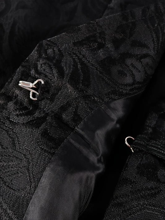 2026 New European Medieval Men's Gothic Vest, Halloween Stage Costume, Button Lapel, Slim Fit, Mid-Length Black Waistcoat