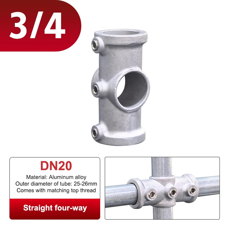 Aluminum Alloy Connector Elbow Tee Base Flat Three-dimensional Fitting Connection Fastener 20/25mm Steel Tube Shelf Parts