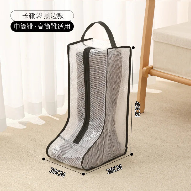 Tall Boot Storage Bags with Clear PVC Window Breathable Dustproof Organizer Prevent Slouching for Knee High Shoes Closet Women