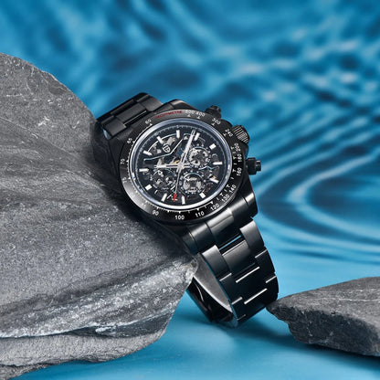 PAGANI DESIGN Mechanical Automatic Watch Luminous StainlessSteel Multi functional Date Display Sport Men's Diving Watch+Gift Box