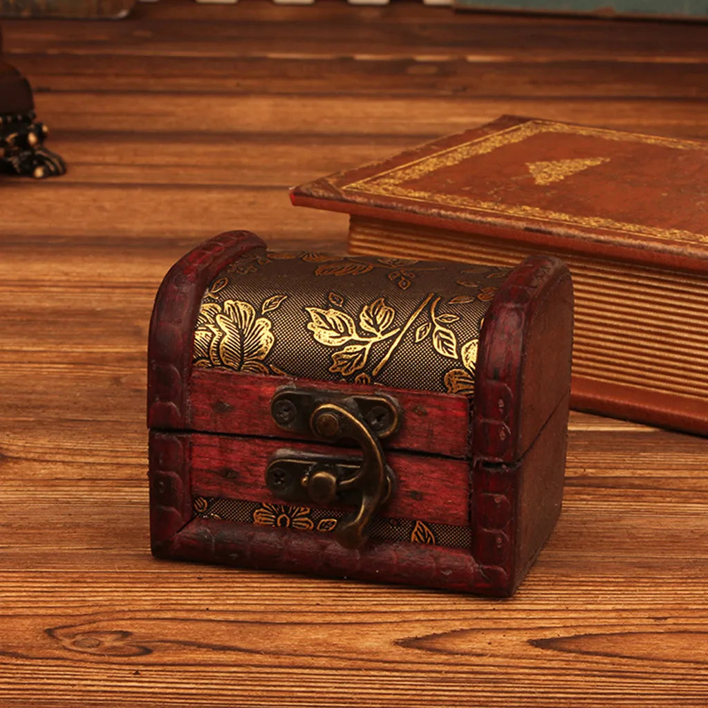 Chinese Style Vintage Wooden Jewelry Box With Lock Trinket Packing Box For Ring Brooch Bracelets Earrings Ear Studs Storage Box