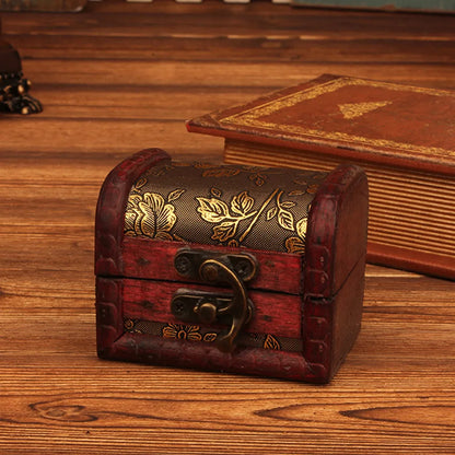 Chinese Style Vintage Wooden Jewelry Box With Lock Trinket Packing Box For Ring Brooch Bracelets Earrings Ear Studs Storage Box