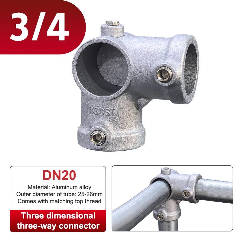 Aluminum Alloy Connector Elbow Tee Base Flat Three-dimensional Fitting Connection Fastener 20/25mm Steel Tube Shelf Parts