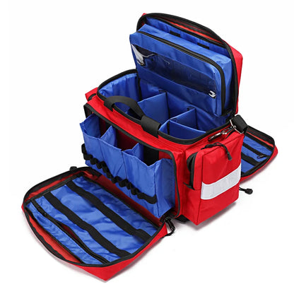 Large Capacity Outdoor First Aid Kit with Reflective Strips Portable Storage Bag Multiple Carrying Options for Emergency First