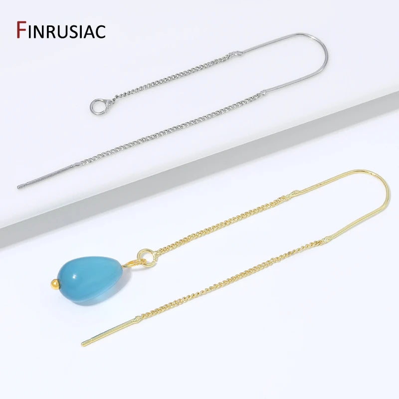 18K Gold Plated Brass Long Tassel Chain Drop Sticker Dangle Earrings Ear Line,Ear Wire Earrings Findings,DIY Jewelry Accessories