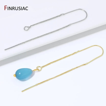 18K Gold Plated Brass Long Tassel Chain Drop Sticker Dangle Earrings Ear Line,Ear Wire Earrings Findings,DIY Jewelry Accessories