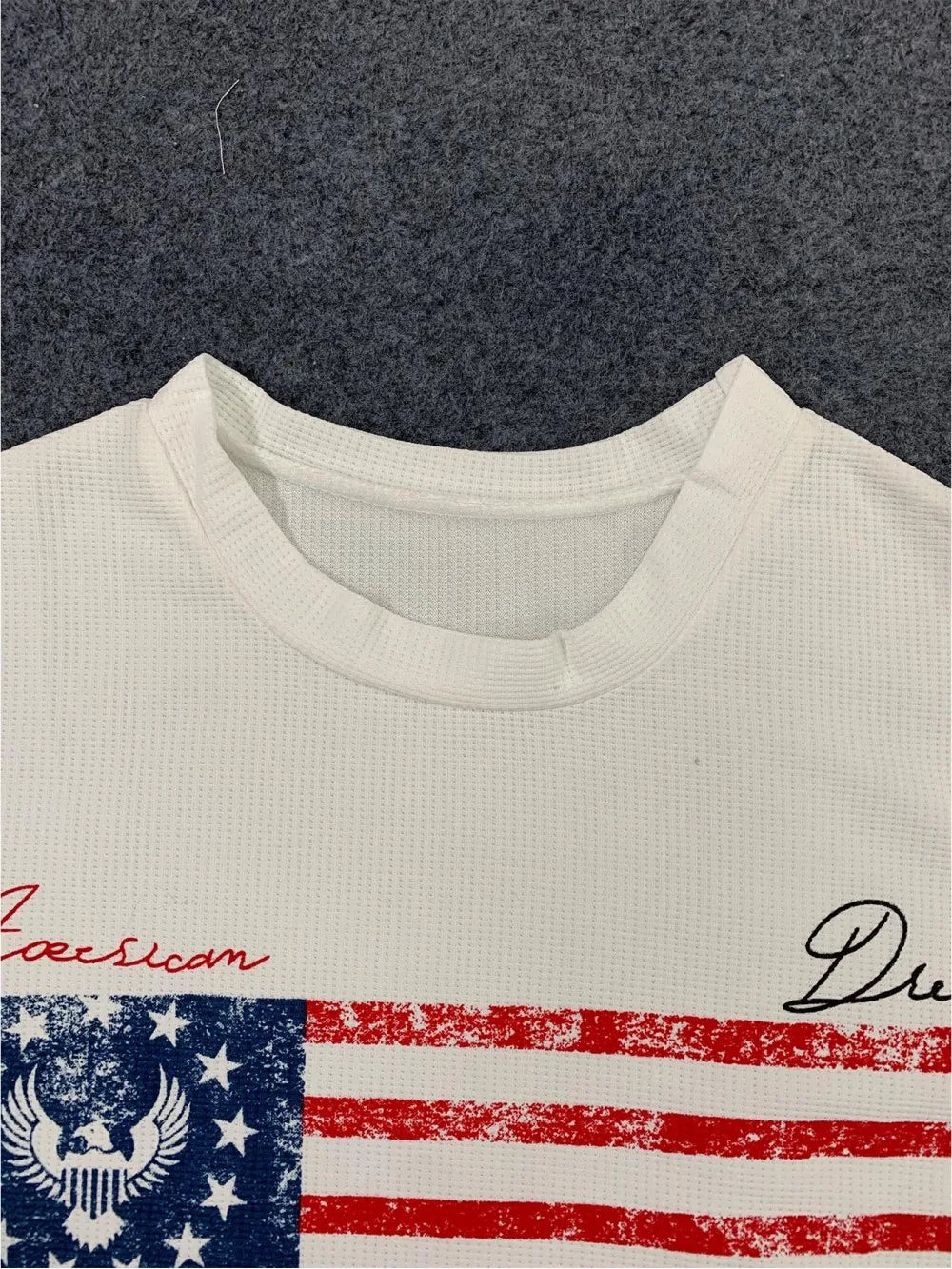 New autumn 2026 Y2K American retro flag print waffle style trendy street fashion casual versatile niche long sleeved top ins