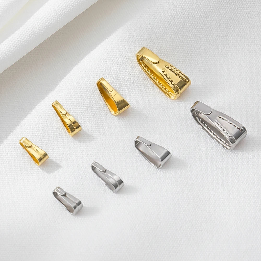 50pcs Stainless Steel Buckle Clasp Connectors for Pendants Charm Clip Pinch Bail Clasp Necklace DIY Jewelry Making Accessories