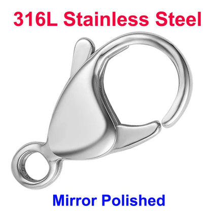 20/30/40 316L Stainless Steel Lobster Clasps Wholesale Mirror Polished 9-19mm 18k Gold Vacuum Plated Diy Jewelry Making Findings