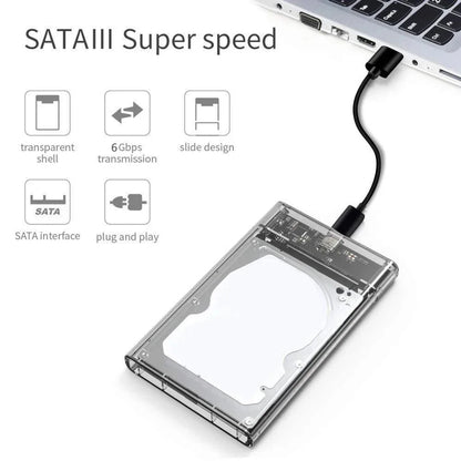 Transparent HDD Case HDD Enclosure 2.5 Inch SSD SATA To USB 3.0 Type-C 3.1 Adapter Portable External Hard Drive Box Tool-Free