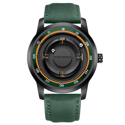 LIGE FOXBOX Fashion Man Magnetic Watch Unique Dial Business Stainless Casual Srolling Bead Waterproof Quartz Men's Watches Gifts