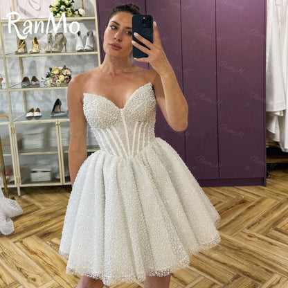 Ranmo Customized Elegant Sweetheart Sleeveless Evening Dress High Quality Lace Prom Dresses Temperament Lace Bridal Party Gown