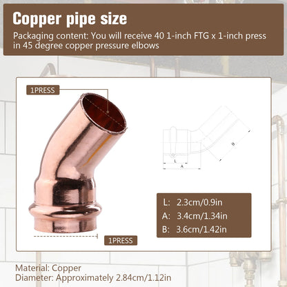 Copper Press-Fit Fittings Leakproof Copper Pipes Welding Connector Multi-Purpose Home Plumbing Accessories