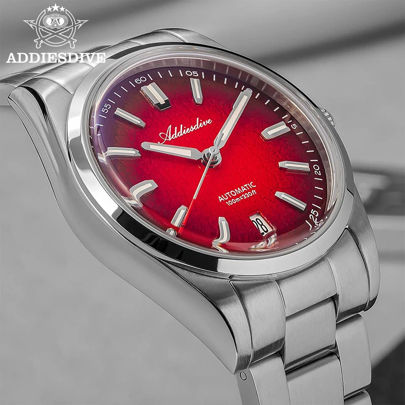 ADDIESDIVE Watch For Gift 39mm Automatic Mechanical Domed Glass 316L Stainless Steel Luminous Waterproof 200m Men Wristwatch New