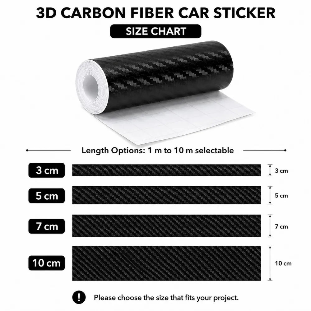 1m-10m Car Door Edge Guards Door Sill Protector Waterproof 3D Carbon Fiber Anti Collision Film Scratch Cover Strip Stickers Tape