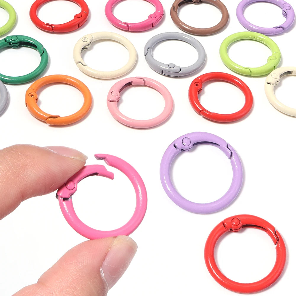 20Pcs/Lot Metal O Ring Spring Clasps Colorful Openable Round Carabiner Keychain Snap Hook Dog Chain Buckle DIY Jewelry Connector