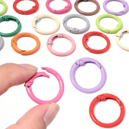 20Pcs/Lot Metal O Ring Spring Clasps Colorful Openable Round Carabiner Keychain Snap Hook Dog Chain Buckle DIY Jewelry Connector