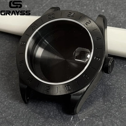 40mm Sapphire Crystal Dive GMT Watch Case MOD PVD Black Knight for NH34 NH35 NH36 NH38 NH70 NH71 NH72 20 bar Waterproof