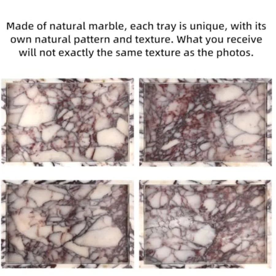 Marble Bathroom Vanity Tray, Natural Luxury Vanity Home Kitchen Bathroom Table Tray, Stone Decorative Countertop Dresser Trays