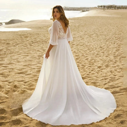 Wedding Dresses Plus Size Customized Sleeve Bride Gown with Lace