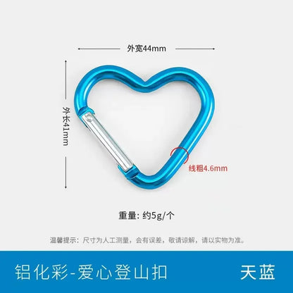 5pcs Aluminum Alloy Colorful Heart Spring Clasps  Carabiner Keychain Clips Hook Dog Chain Diy Jewelry Buckle Connector Supplies